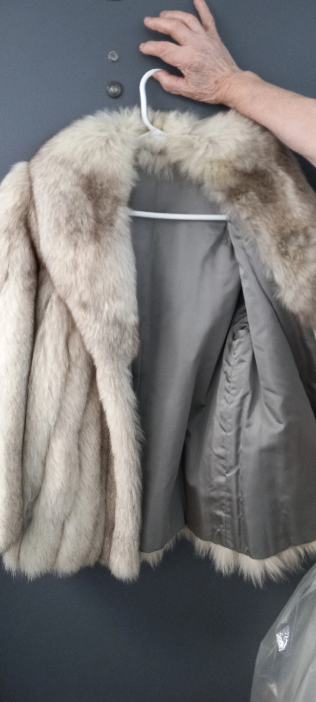 Vintage Gray & White Fur Coat