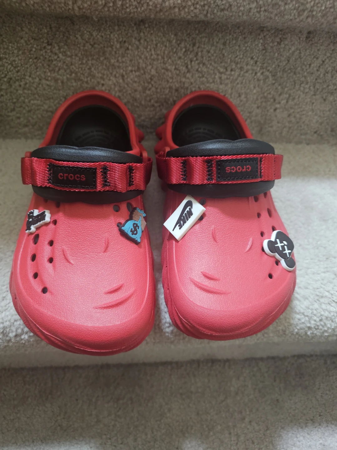 Red Crocs with Charms