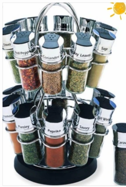 Rotary Spice Rack with 16 Jars