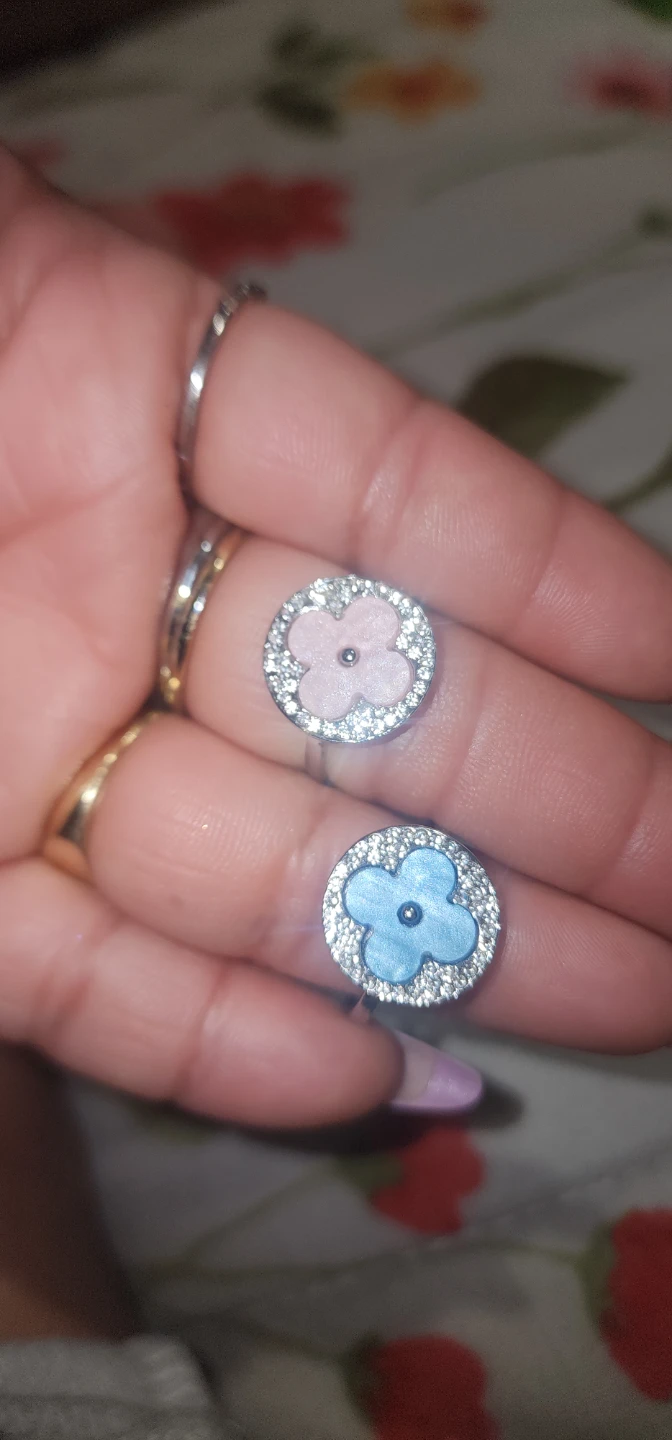 Flower Ring with Rhinestone Border