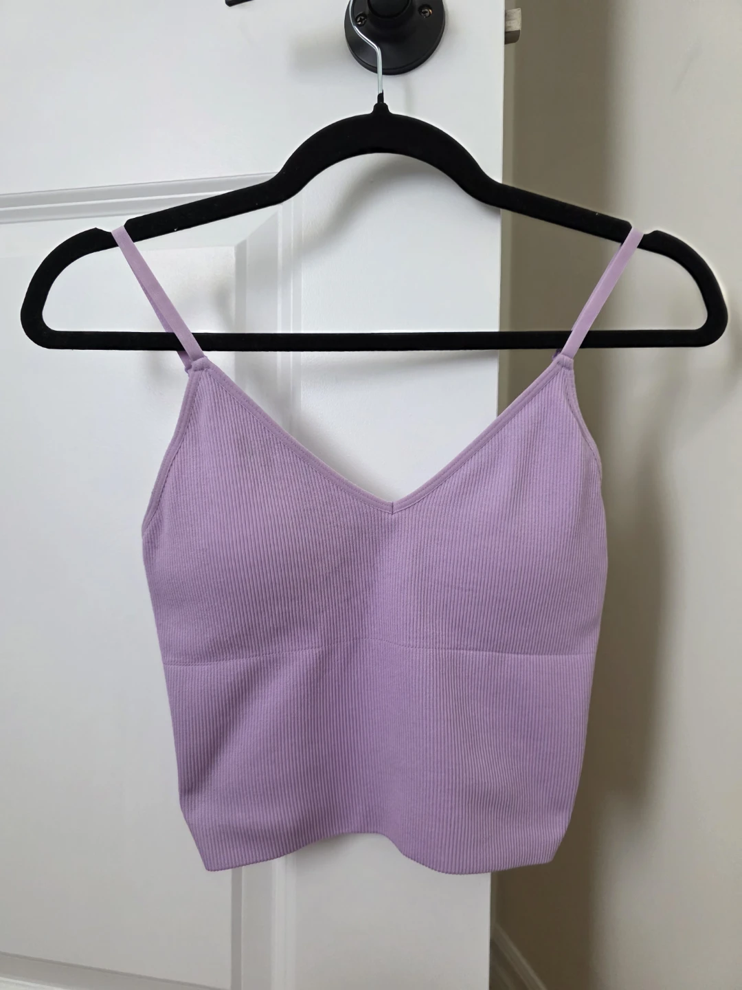 Purple Ribbed Cropped Tank Top