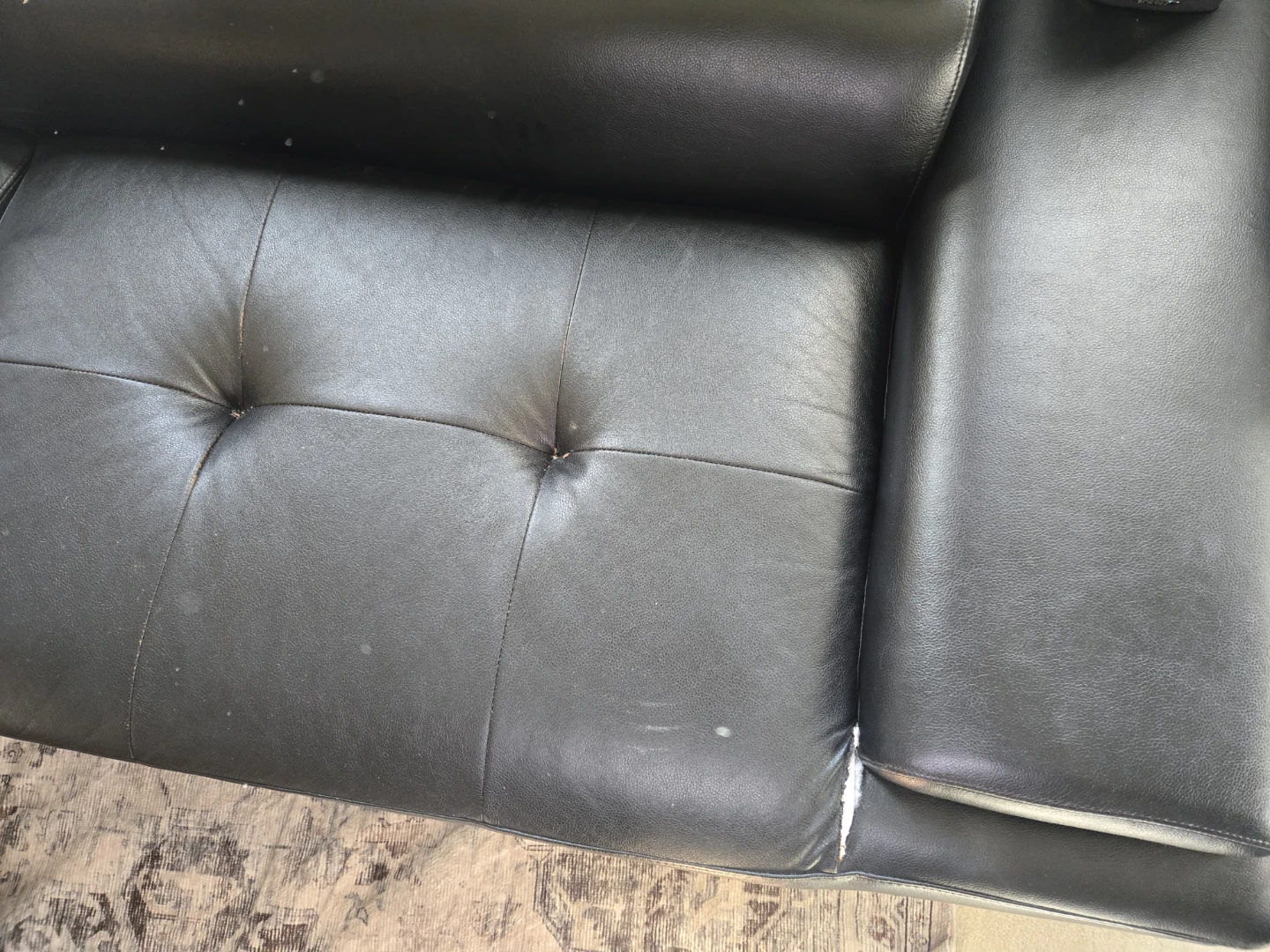Black Leather Sectional Sofa - photo 5