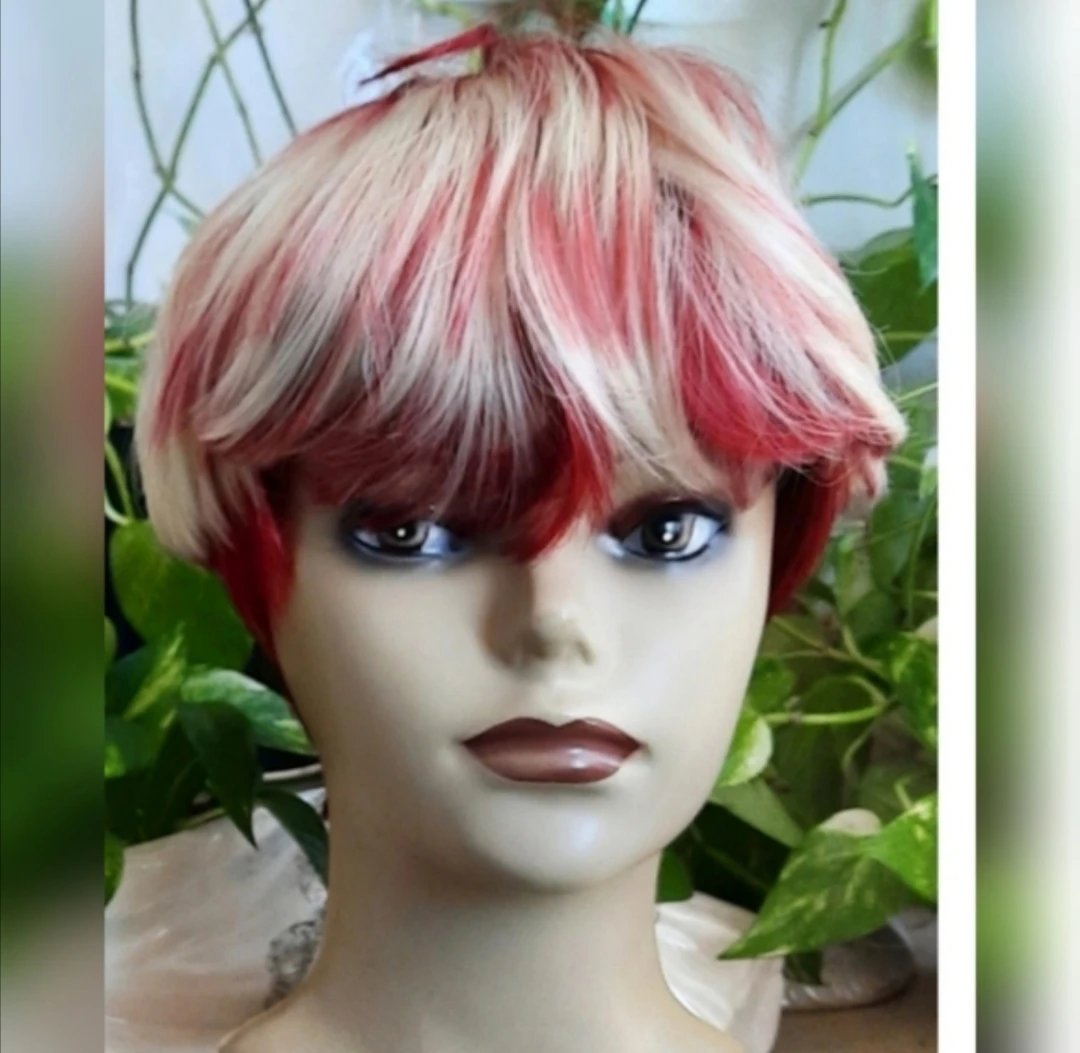 Short Red and Blonde Wig
