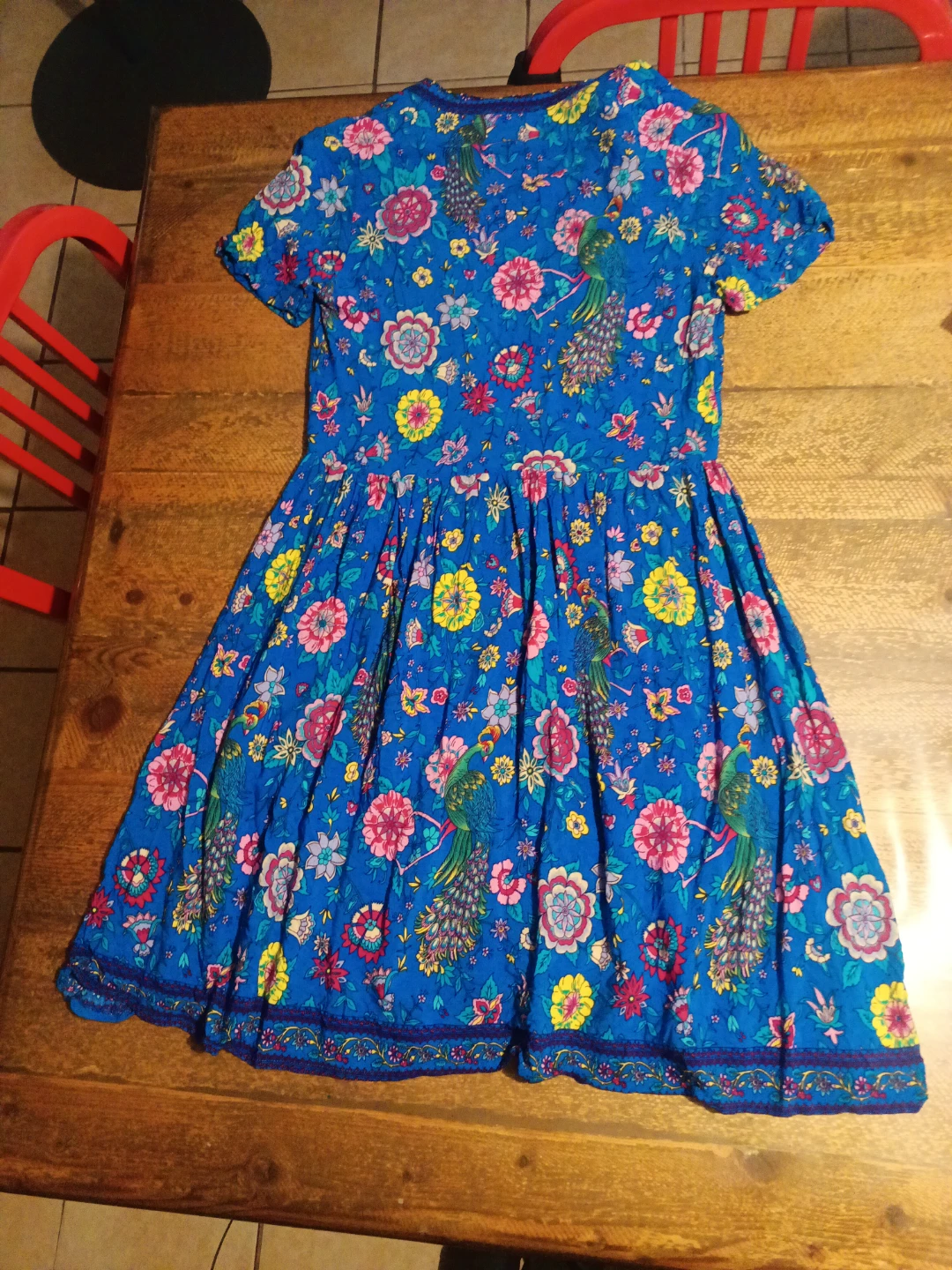 R. Vivimos Blue Floral Peacock Dress size S (US 4/6). - photo 2