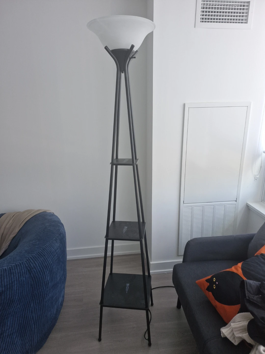 Black Floor Lamp with Shelves