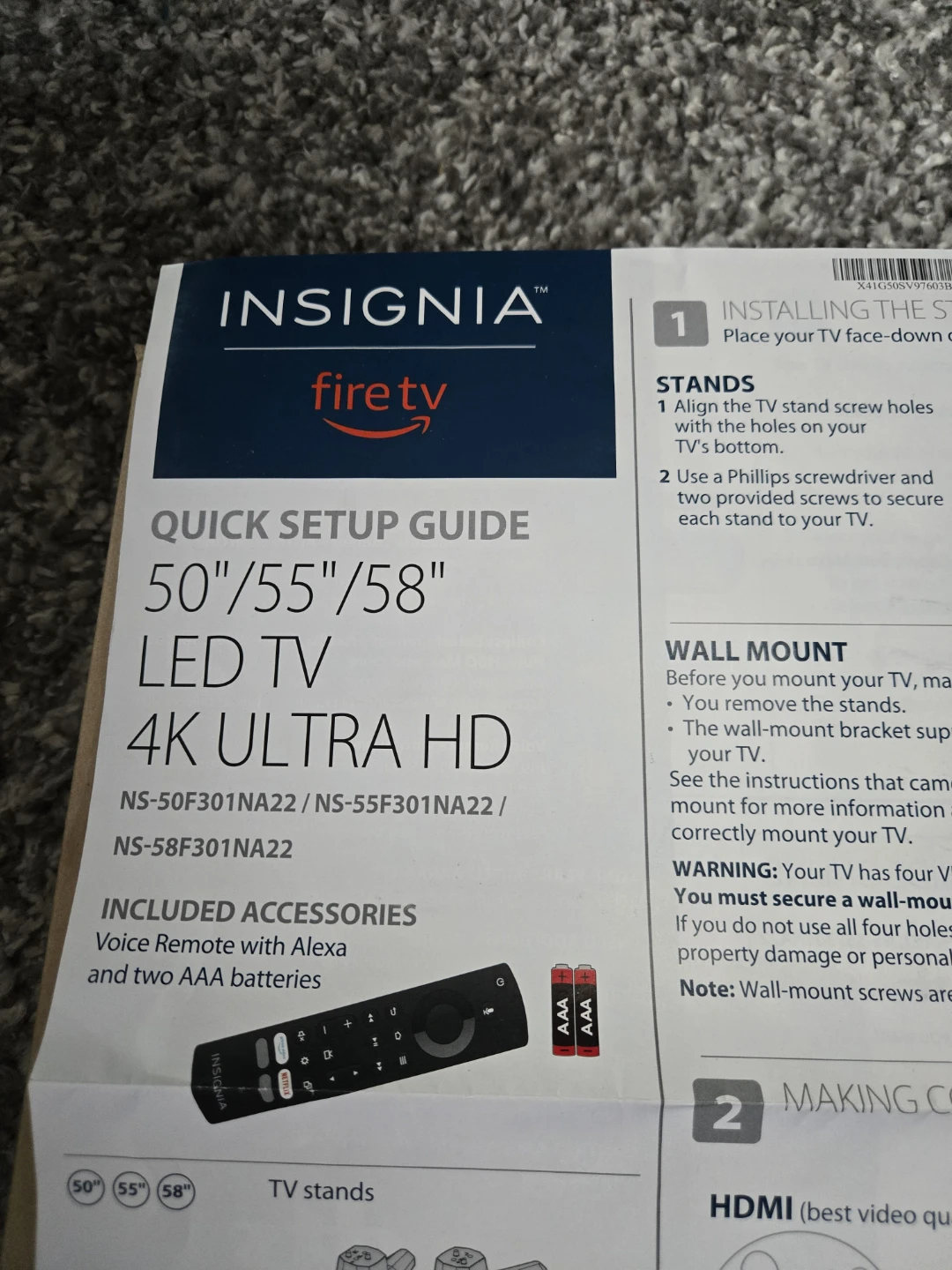 Insignia 50" 4k hd and wall mount - photo 4