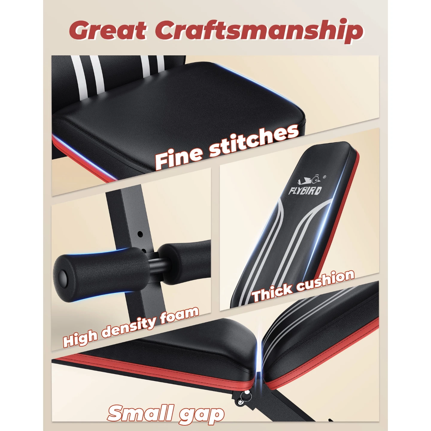 Flybird Adjustable Folding Weight Bench with Resistance Bands - photo 5