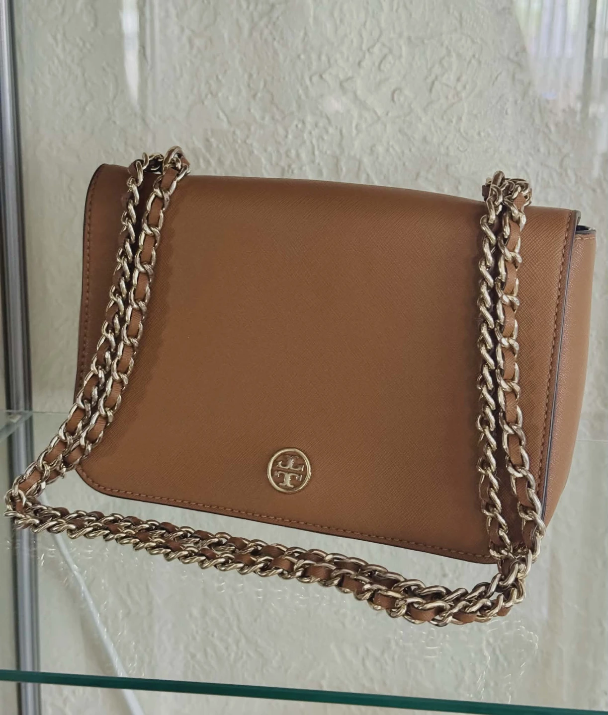 Tory Burch Brown Leather Chain Shoulder Bag