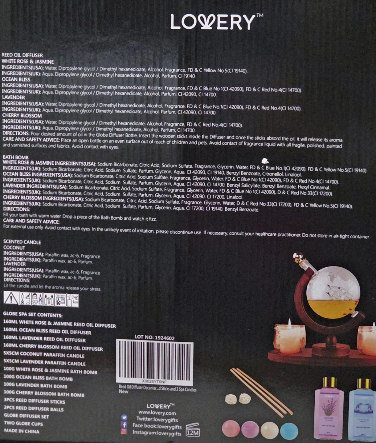 New Lovery Globe Whiskey-Wine Decanter & Reed Diffuser Gift Set - photo 4