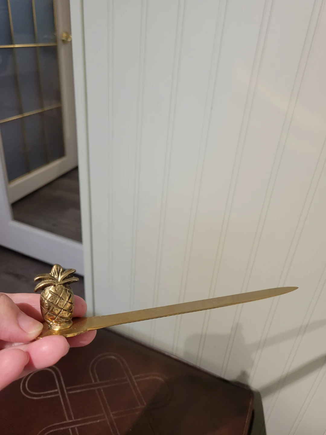 Vintage Brass Letter Opener with Pineapple Handle - photo 2