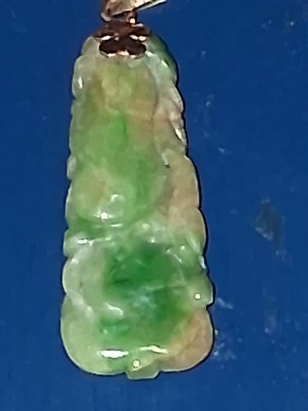 Carved Jade Pendant with Gold Bail