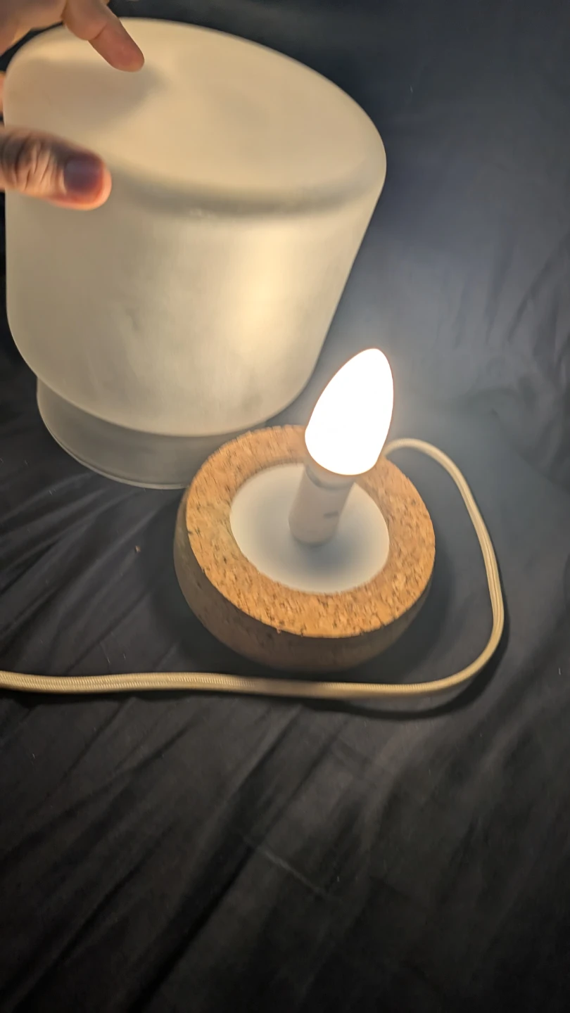 Frosted Glass Table Lamp with Cork Base - photo 3