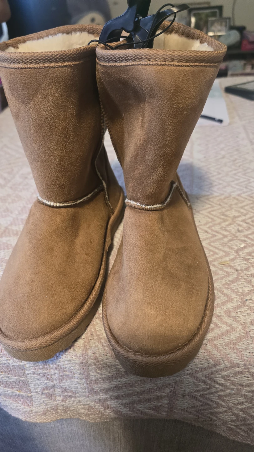 Brown Suede-like Boots with Sherpa Lining