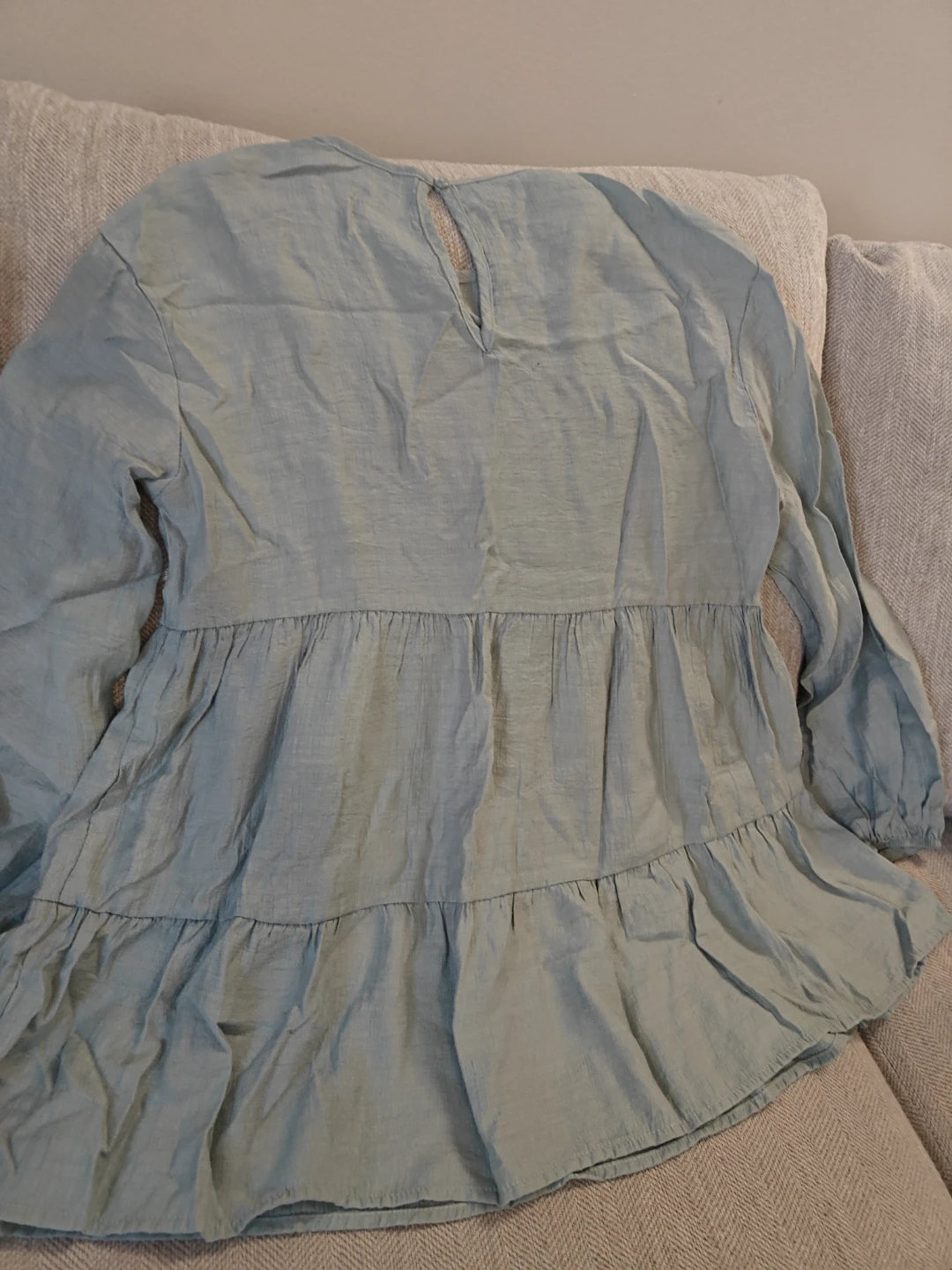 Light Blue Tiered Tunic Top and Wide Leg Pants Set - photo 3