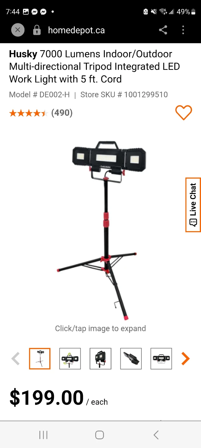 Husky 7000 Lumen LED Tripod Work Light