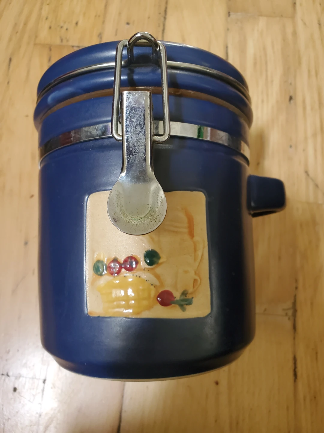 Blue Ceramic Storage Jar with Lid