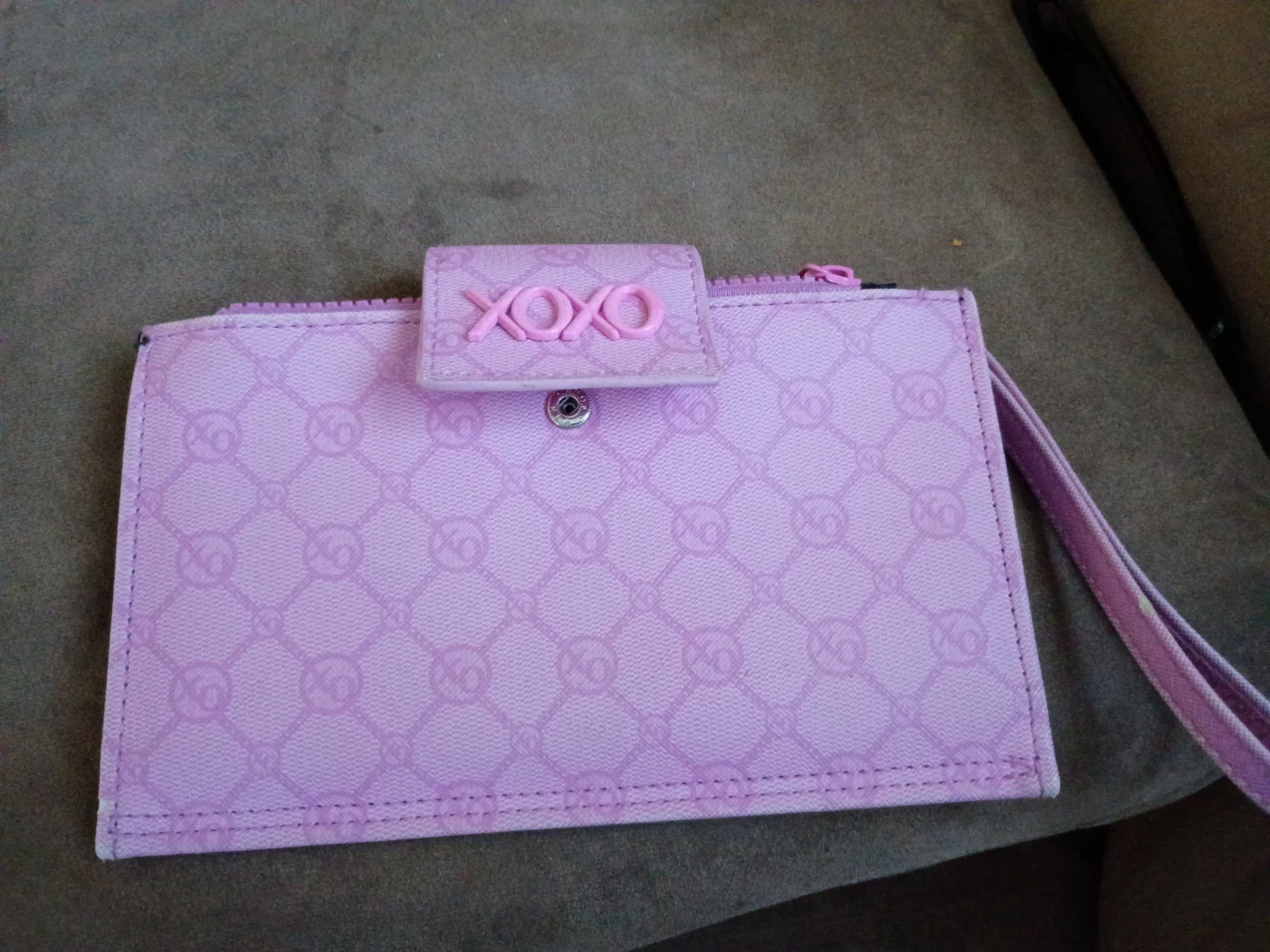 XOXO Pink Monogram Wallet Wristlet