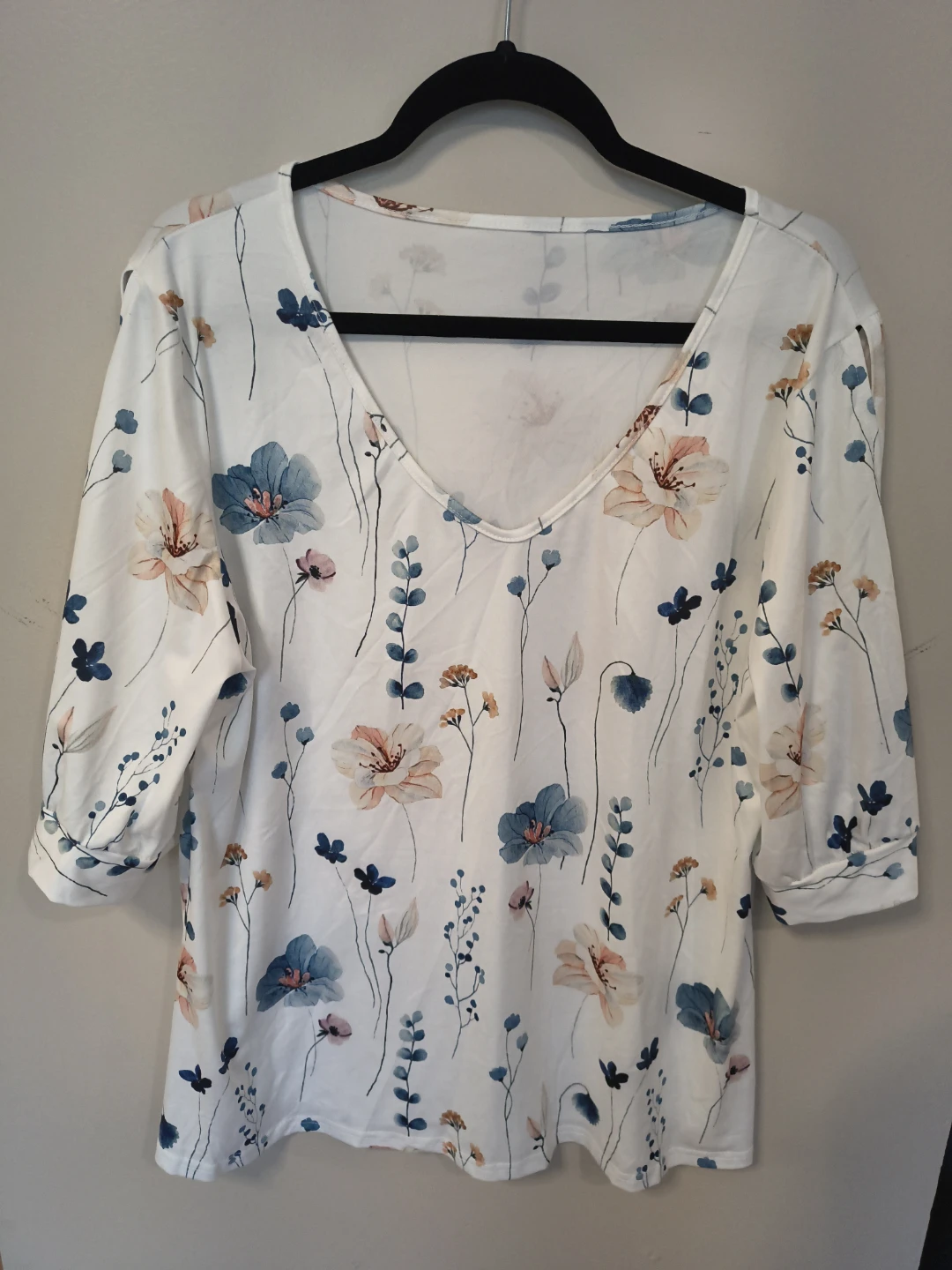 White Floral Print Blouse