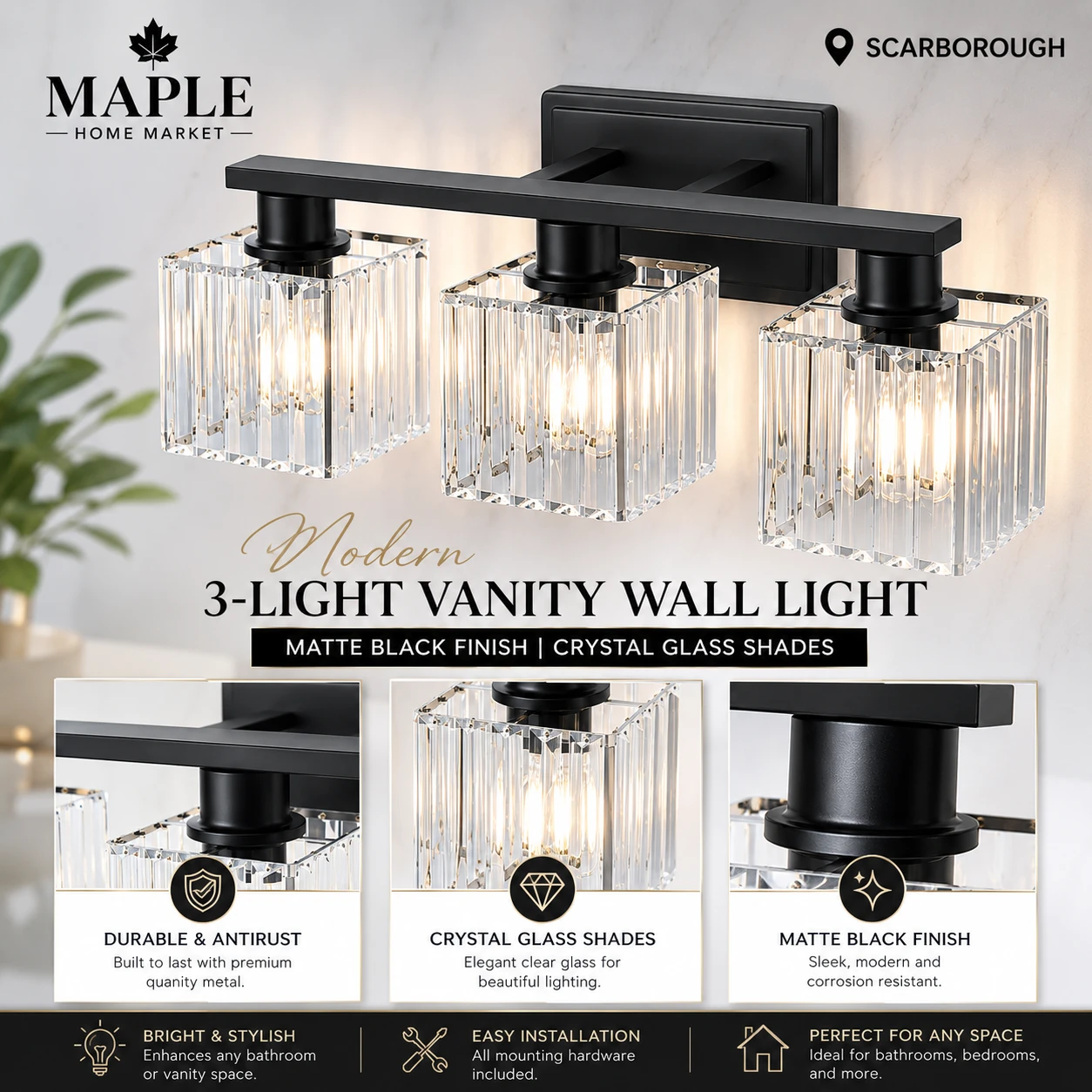 Maple Home Market 3-Light Vanity Wall Light