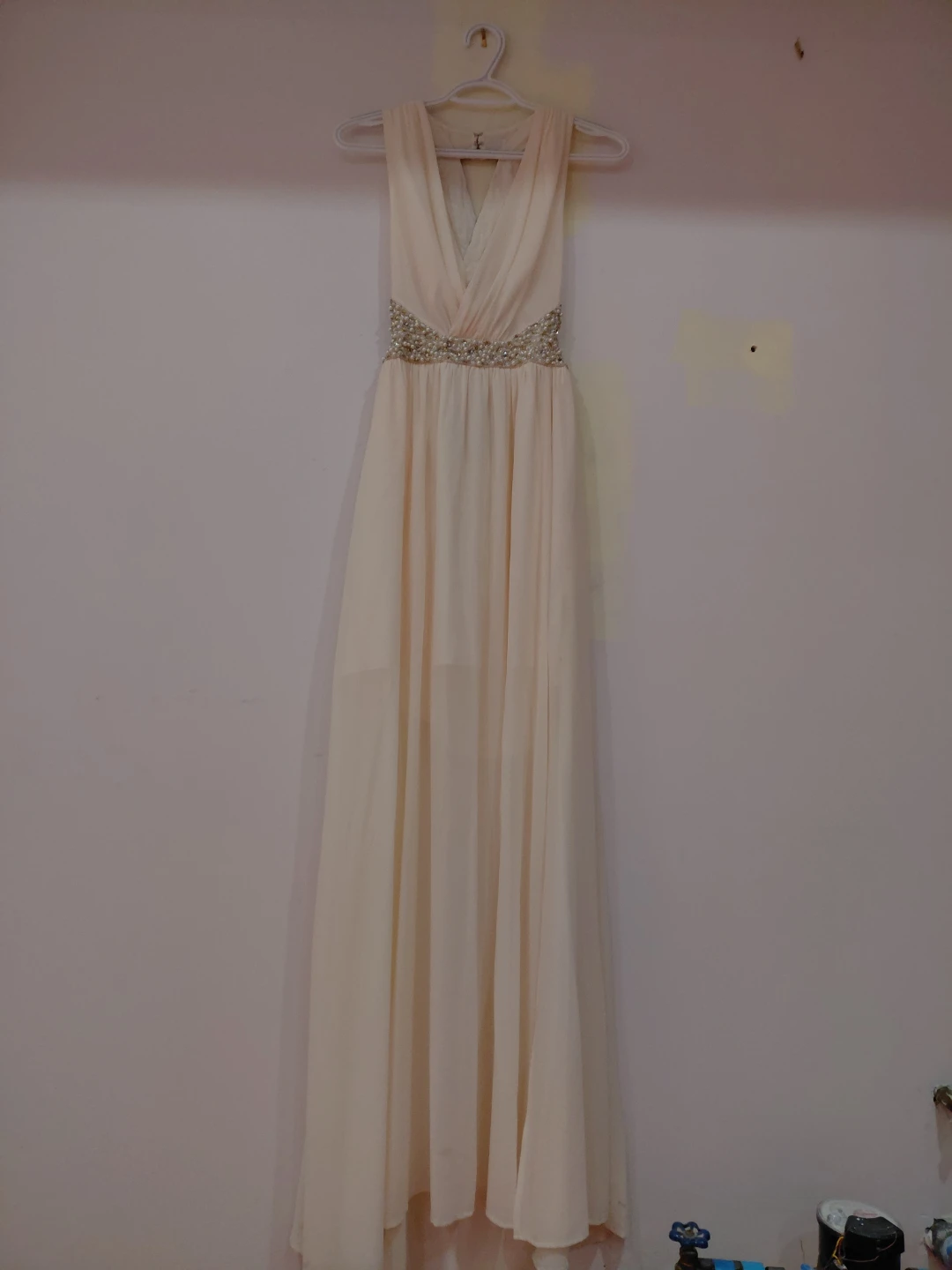 MARCIANO Cream Beaded Maxi Dress Size 4