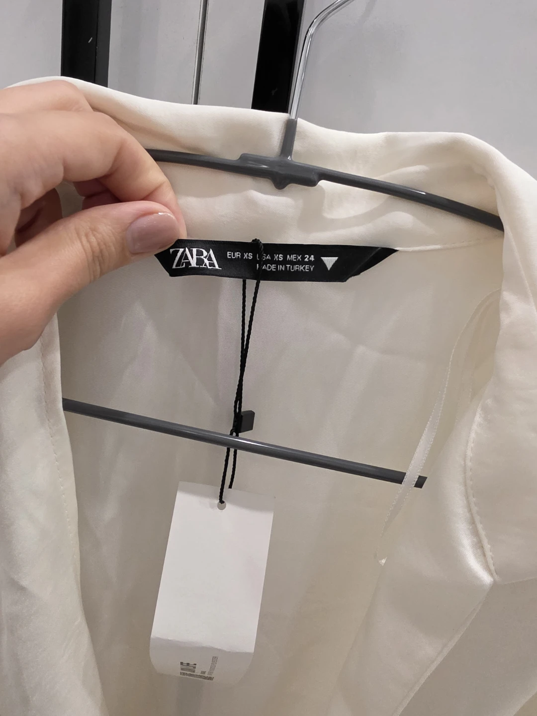 ZARA Cream Ruched Satin Shirt Dress - XS - photo 2