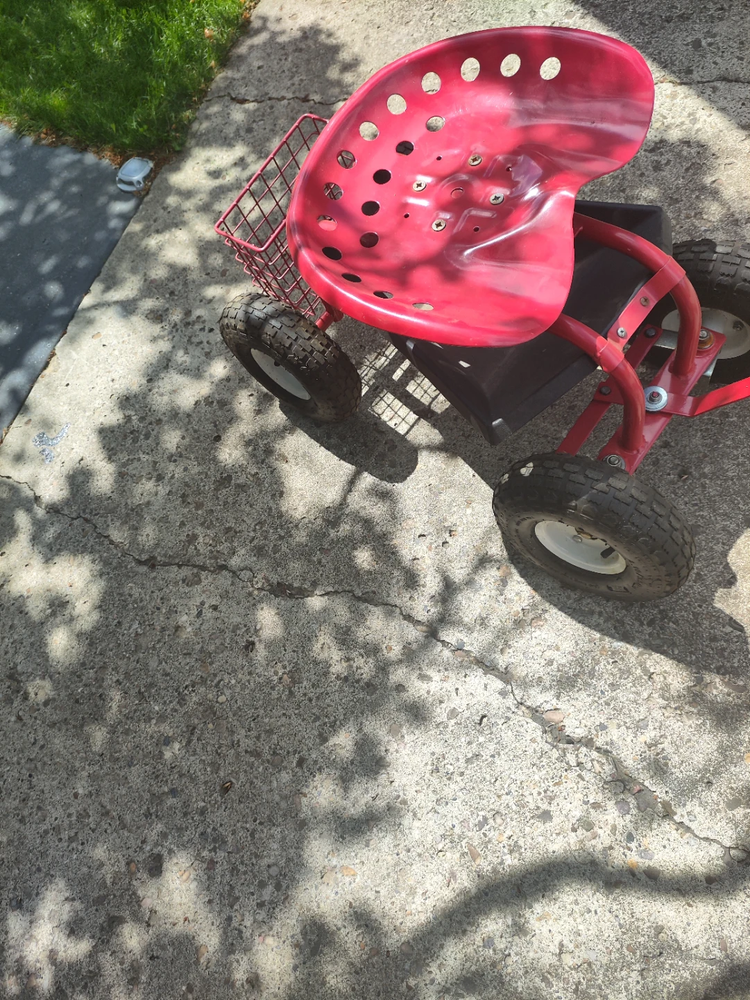 Red Ride-On Tractor Toy with Basket