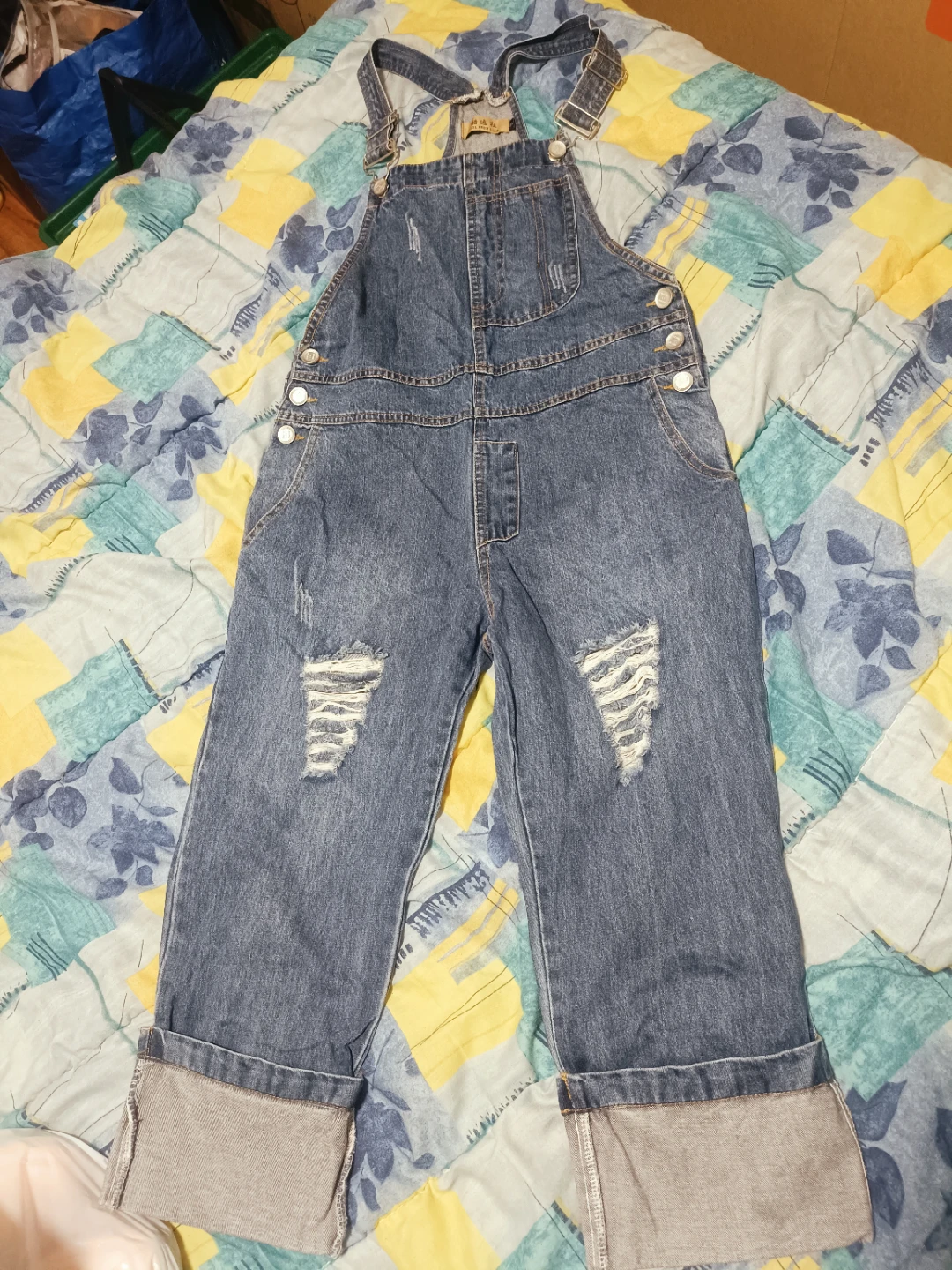 Distressed Denim Overalls - photo 2