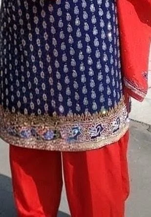 Blue and Red Punjabi suit with Heavy Embroidery