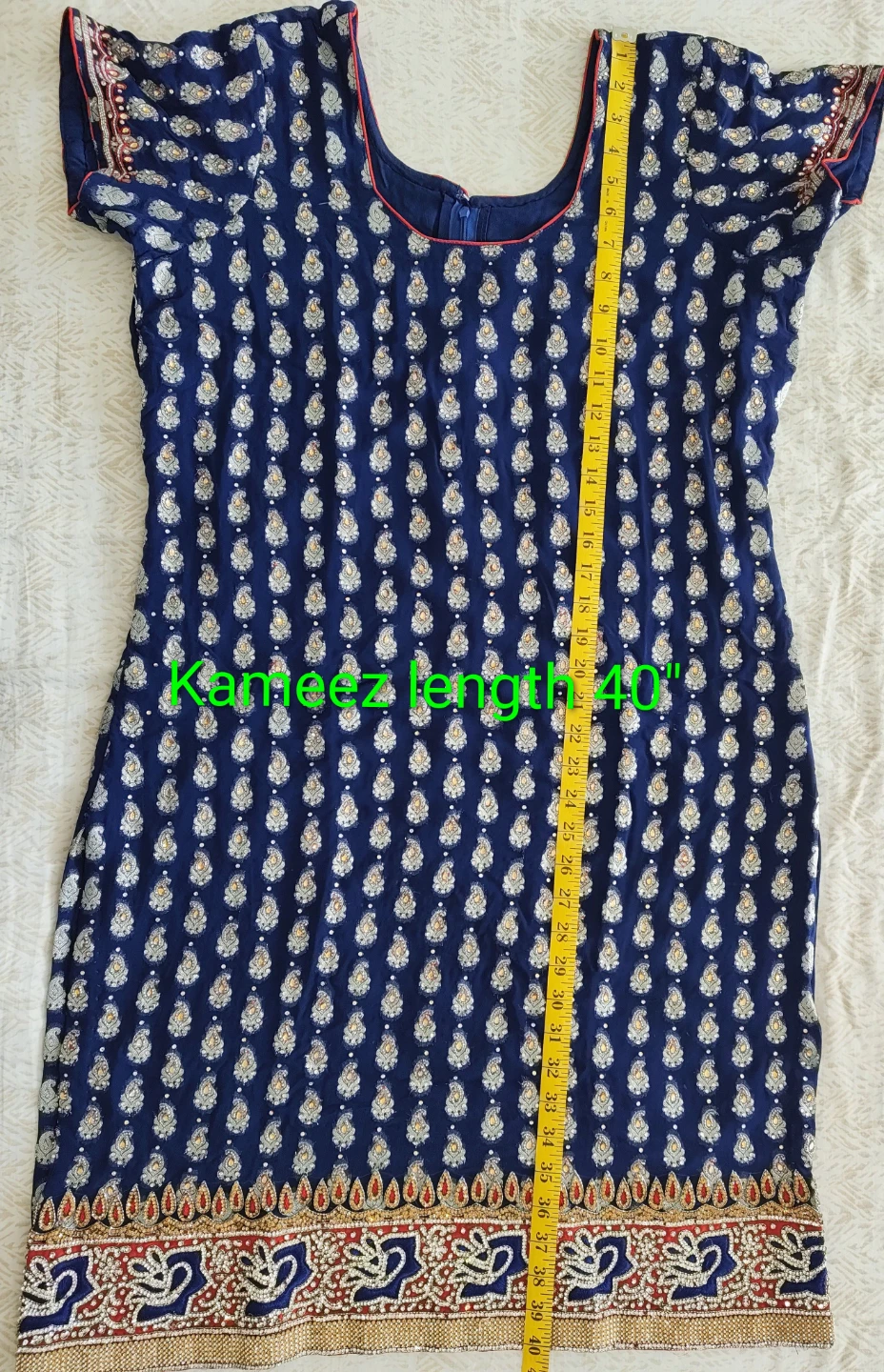 Blue and Red Punjabi suit with Heavy Embroidery - photo 2
