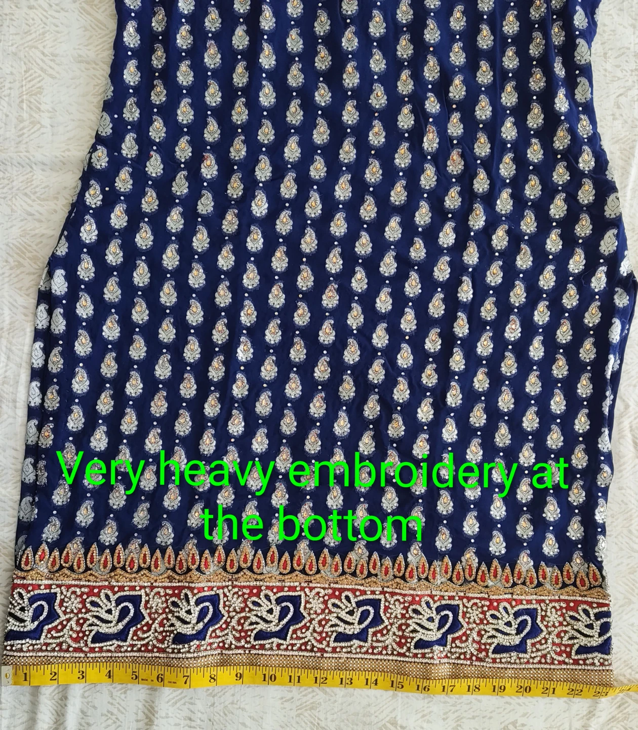 Blue and Red Punjabi suit with Heavy Embroidery - photo 3