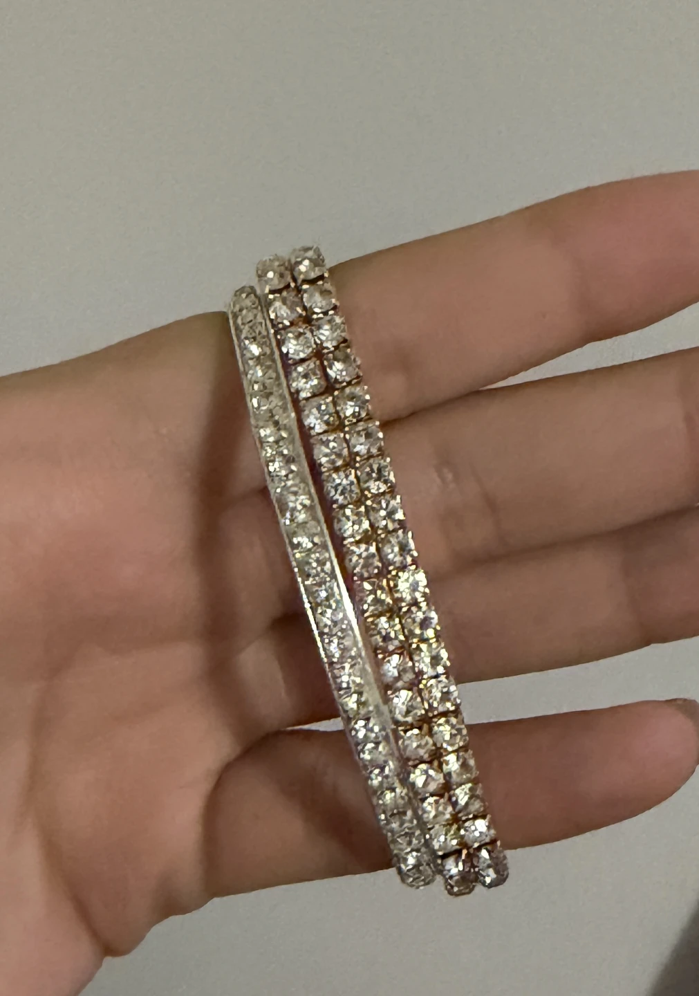 Rhinestone Bangle Bracelets - Gold and Silver Tones