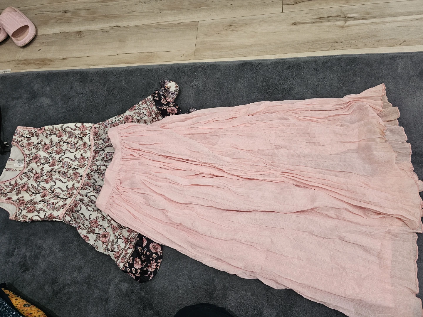 Pink Floral Jumpsuit with Wide Leg Pants