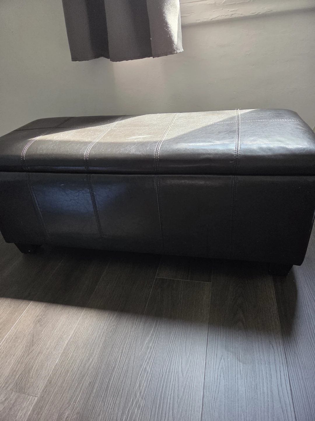 Brown Leather Storage Ottoman Bench