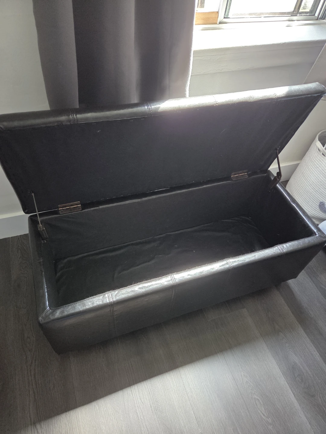 Brown Leather Storage Ottoman Bench - photo 2