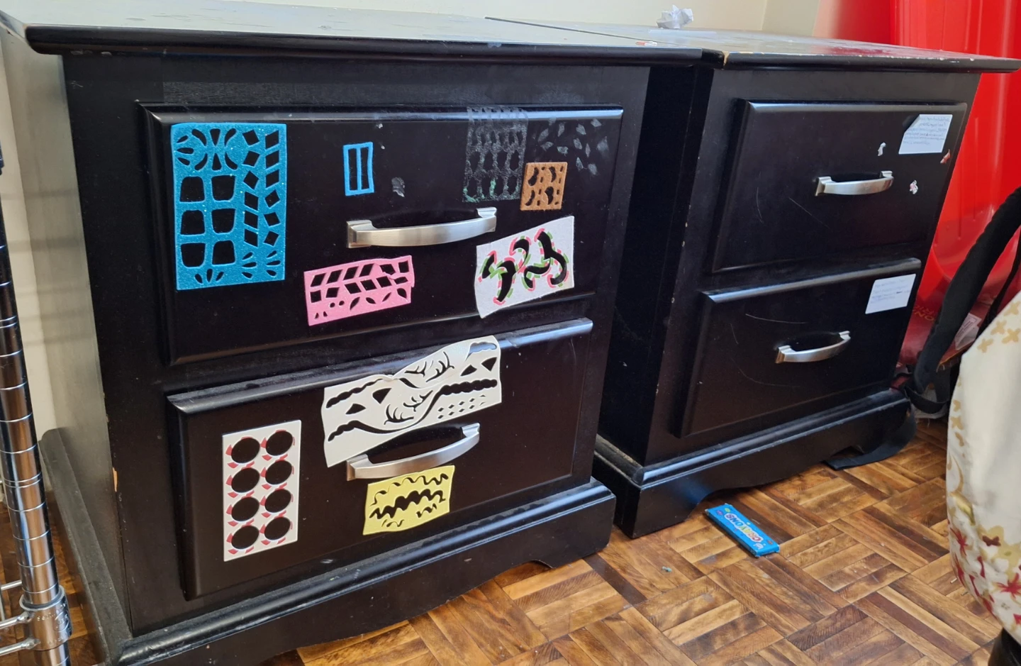 Black 2-Drawer Nightstands (Set of 2) - photo 3