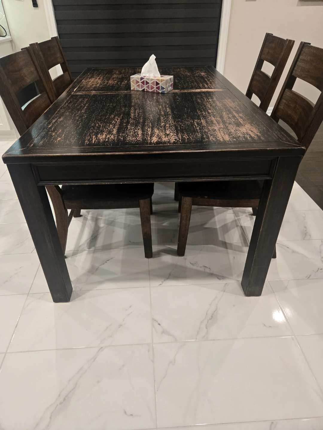 Rustic Wood Dining Table with 4 Chairs