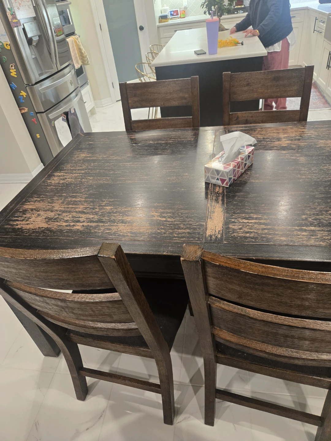 Rustic Wood Dining Table with 4 Chairs - photo 3