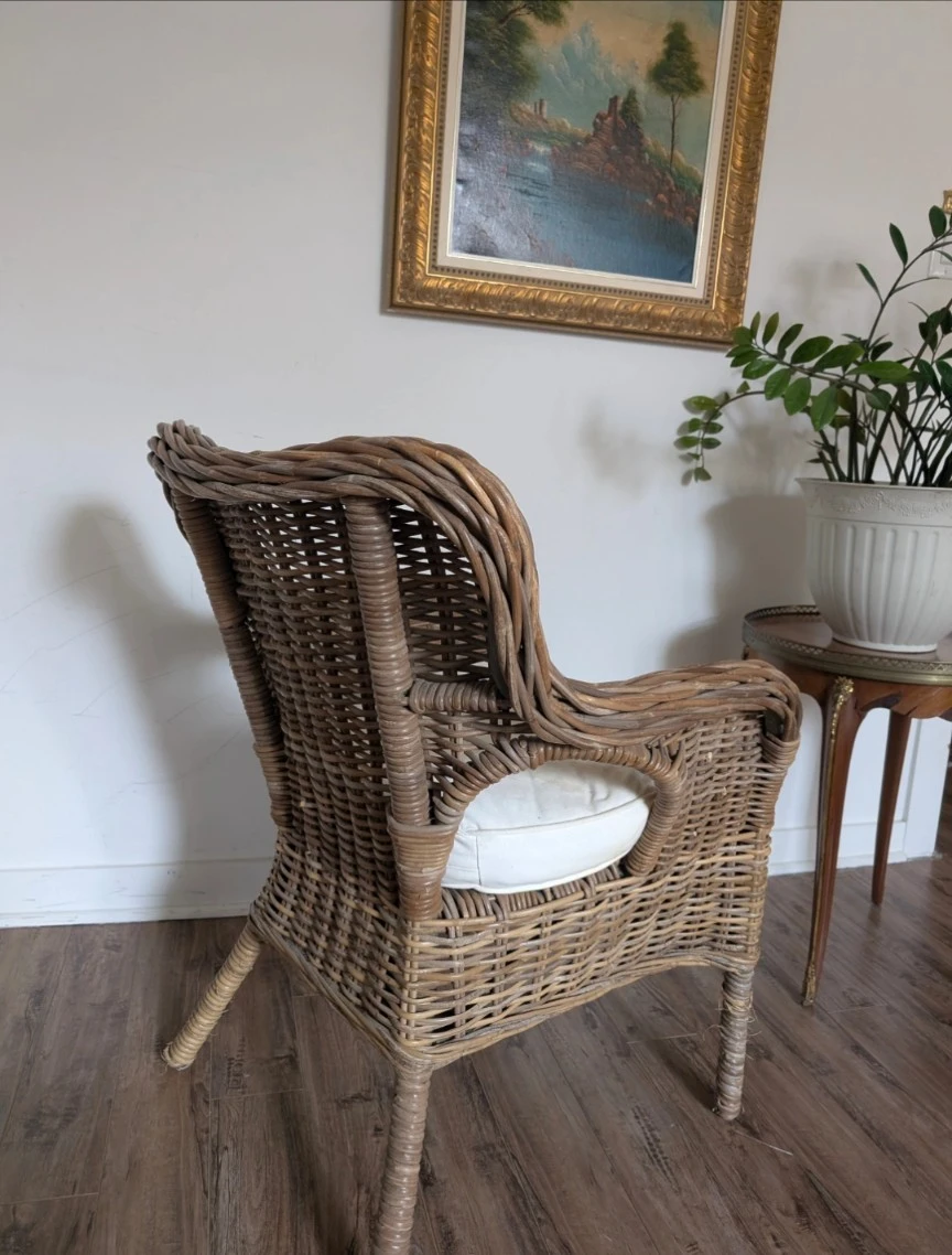 Beautiful Wicker Armchair with Cushion - photo 3