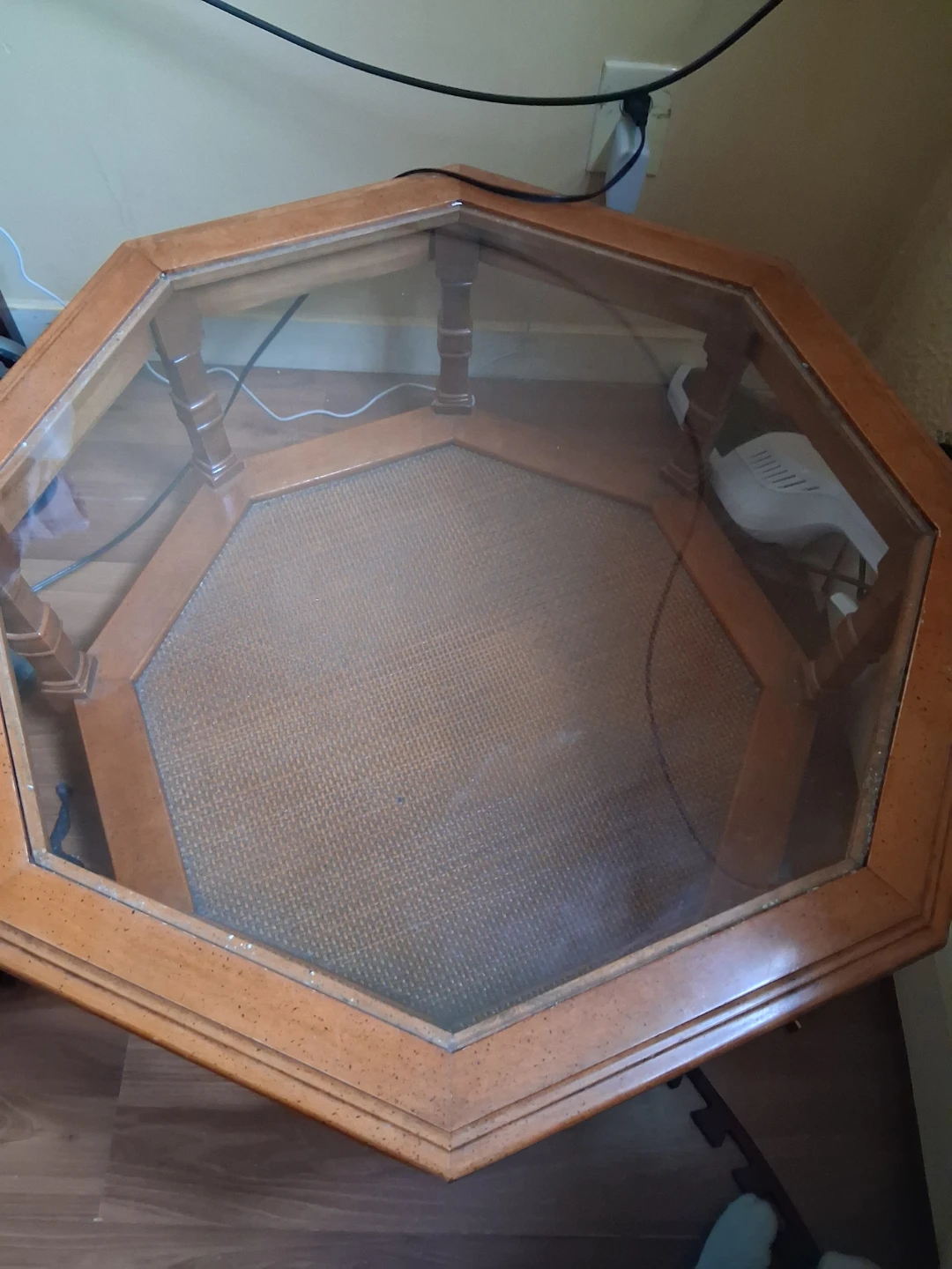 Octagonal Coffee Table with Glass Top