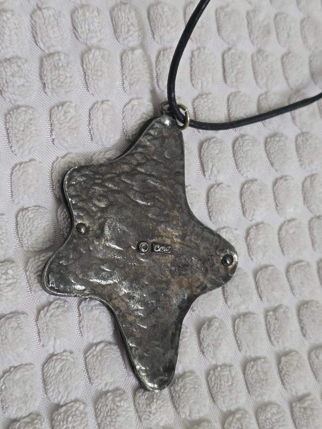 CORO SIGNED Vintage  Star Pendant Necklace with Leather Cord - photo 3