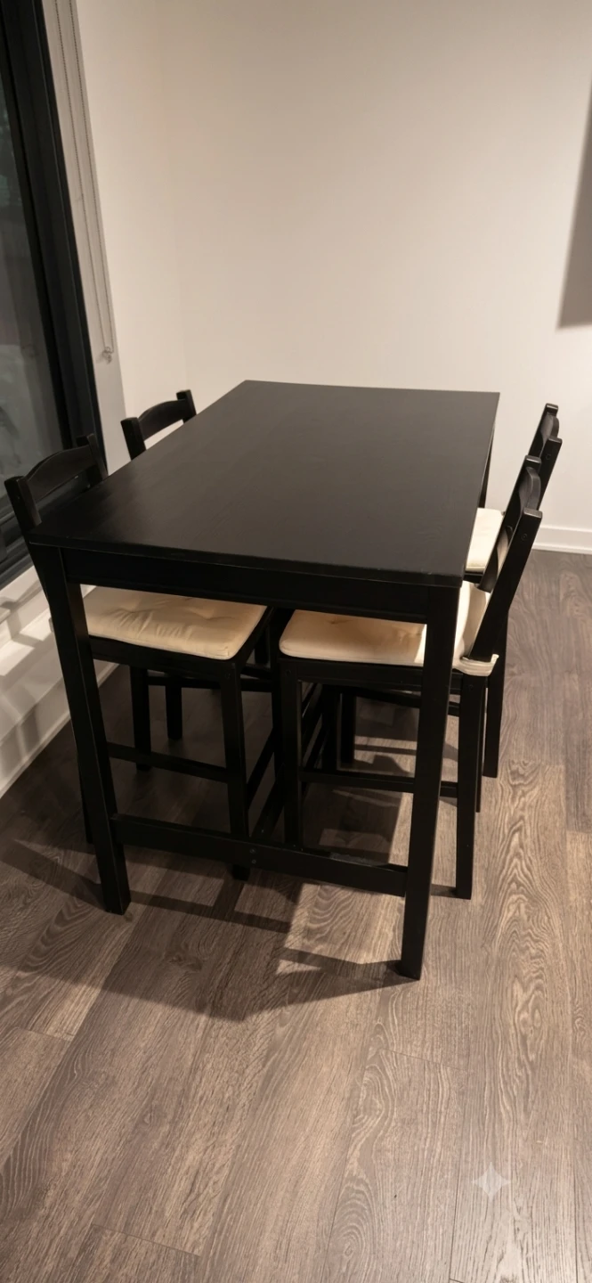 Dining Table with 4 Chairs & Cushions Included – Great Condition