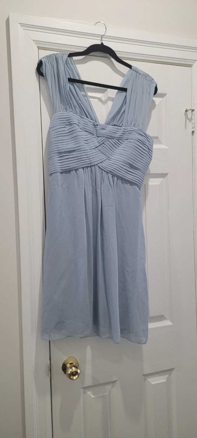 BCBGMAXAZRIA Frost Blue Chiffon Dress Size 12