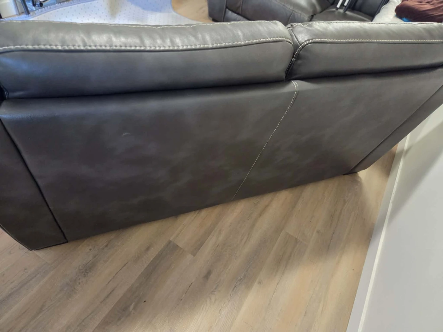2 Cindy Crawford Home Grey Leather couches 3 seater . - photo 4