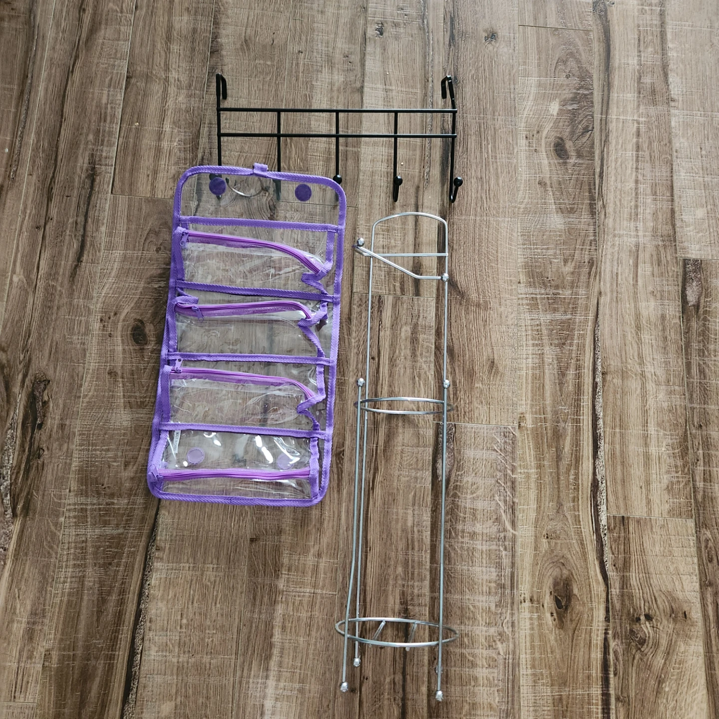 3 in 1 Purple Roll-up Toiletry Bag & Silver Stand