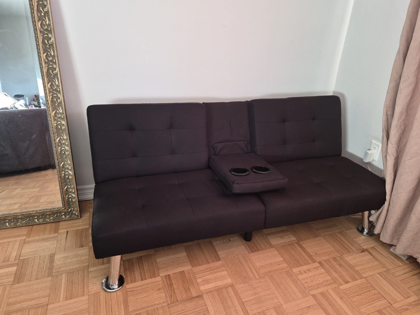 Dark Grey Futon Sofa Bed - photo 4