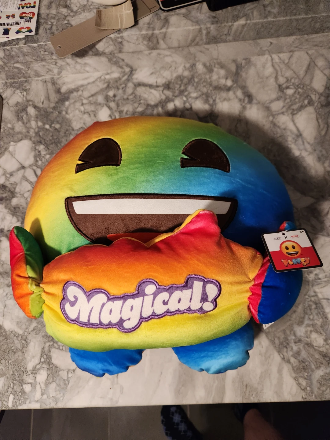 Emoji Fluffy Rainbow Plush Toy