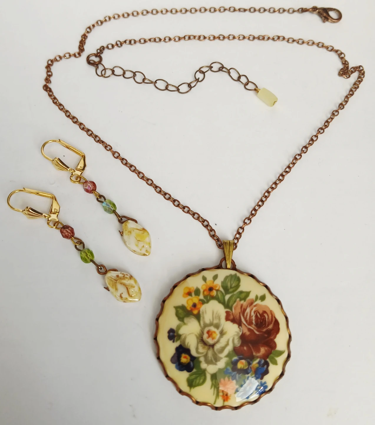 Floral Pendant Necklace and Earring Set - photo 5
