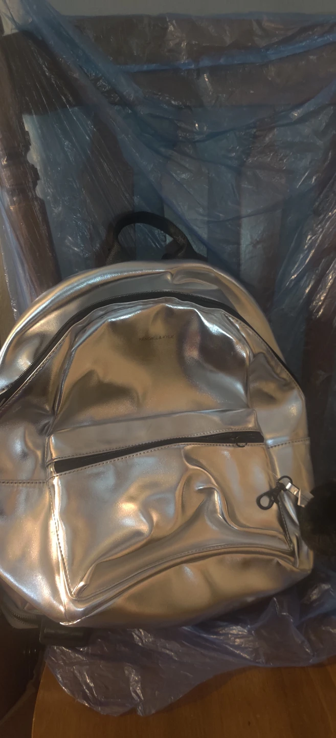 Kendall & Kylie Silver Metallic Backpack Large