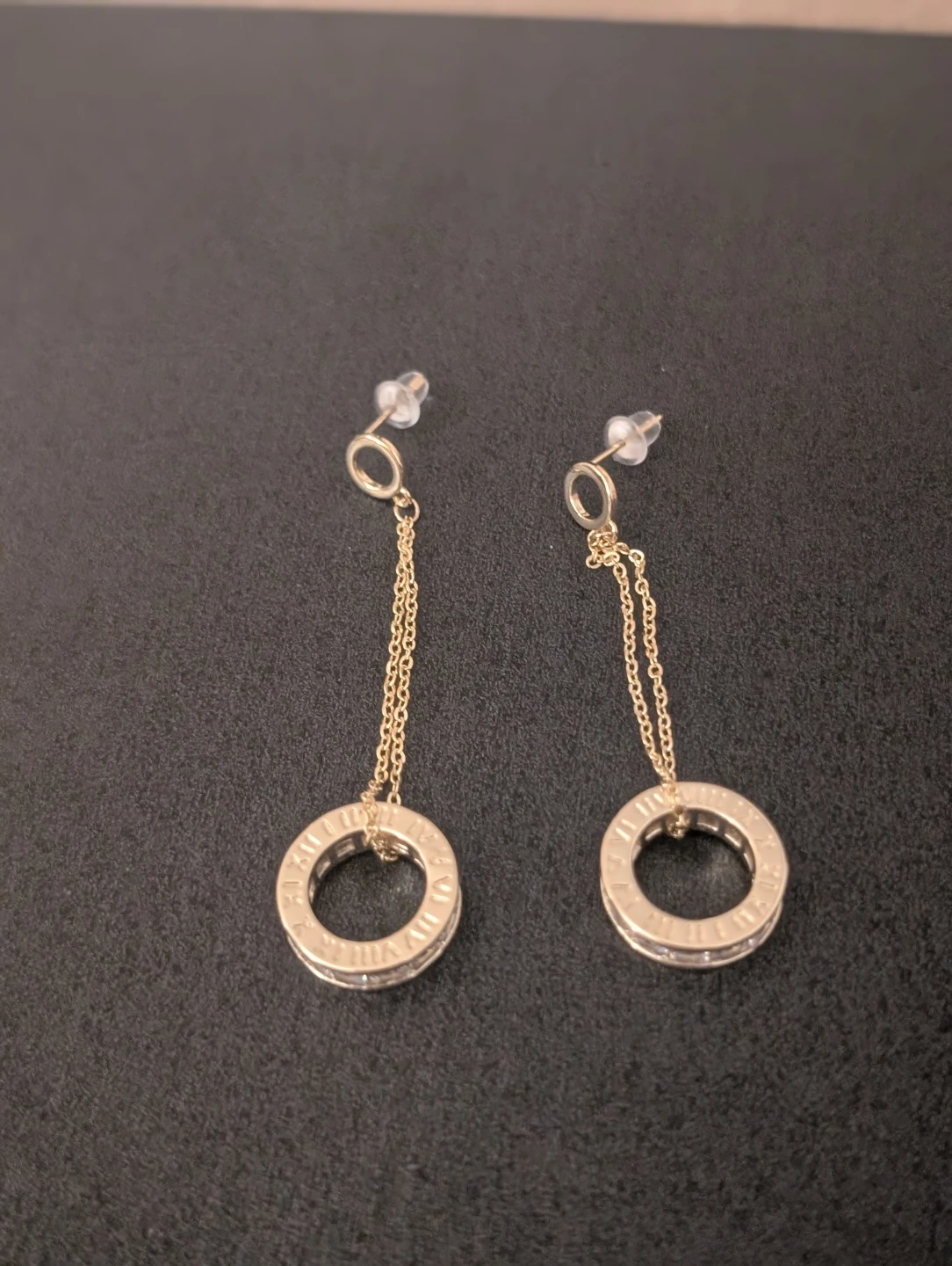 Gold Tone Circle Drop Earrings