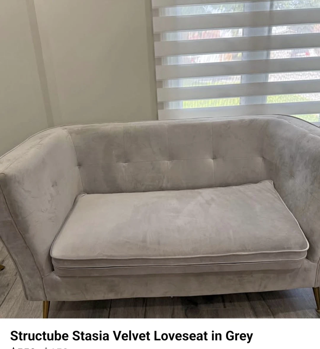Structube Velvet  Grey Sofa